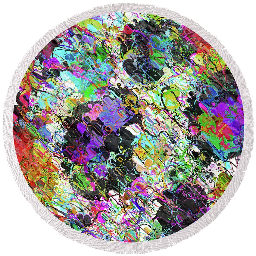 Abstract Round Beach Towel featuring the digital art Experiment With Abstract by Phil Perkins