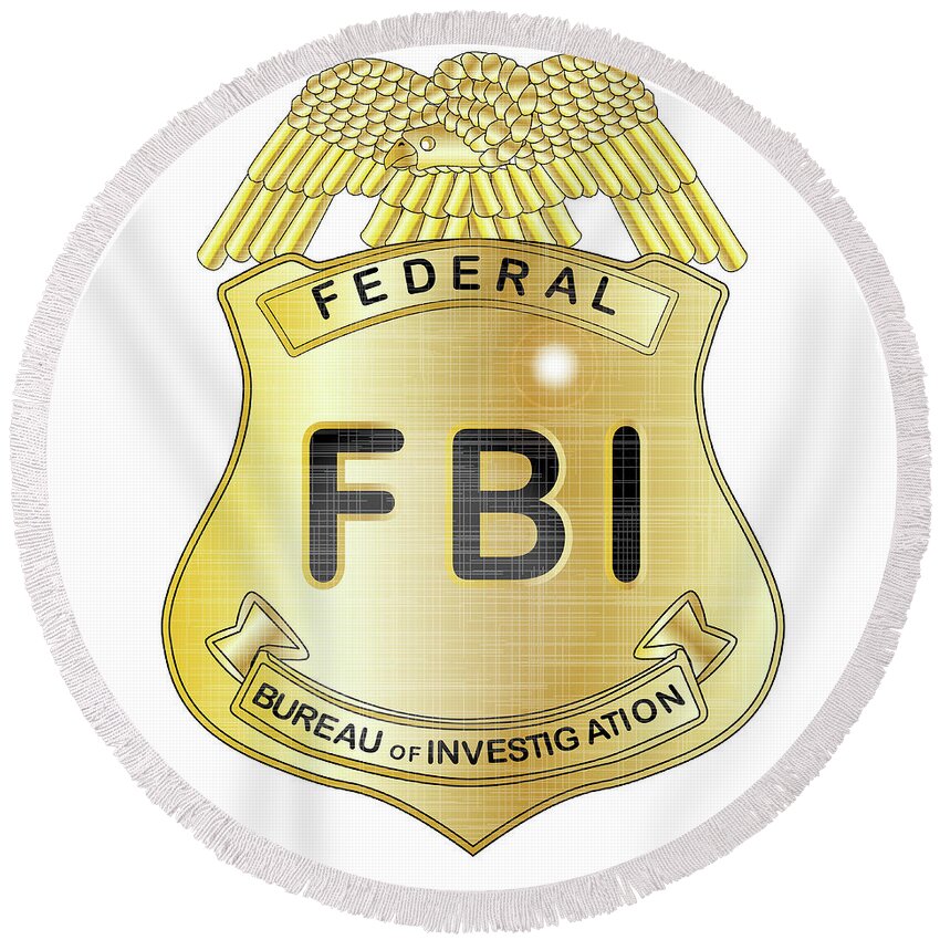 Fbi Round Beach Towel featuring the digital art FBI Badge by Bigalbaloo Stock