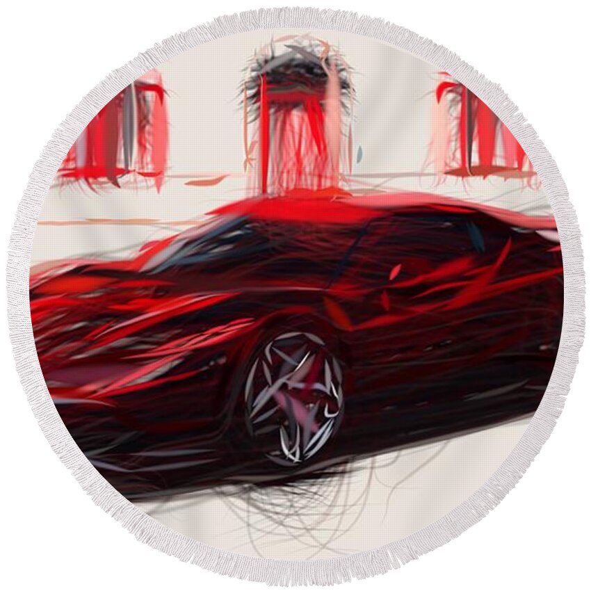 Ferrari Round Beach Towel featuring the digital art Ferrari SP38 Drawing by CarsToon Concept