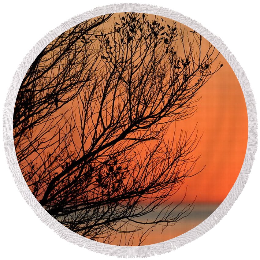 Sunset Round Beach Towel featuring the photograph Fiery Sunset at St. Marks by Carla Parris