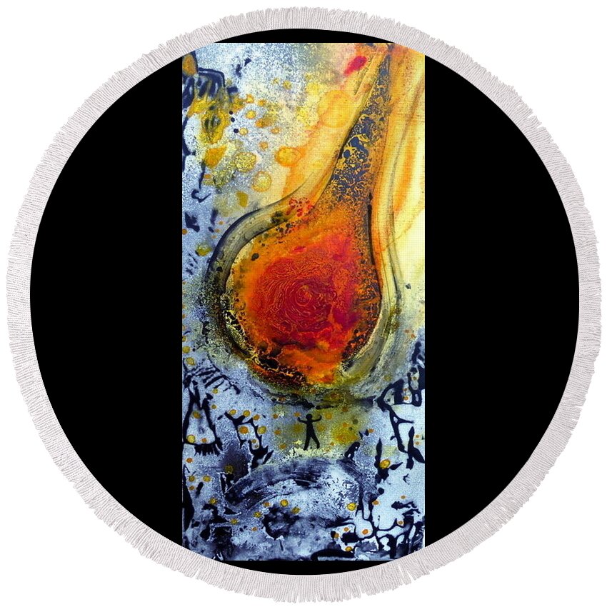 Fire Round Beach Towel featuring the painting Fireball by 'REA' Gallery