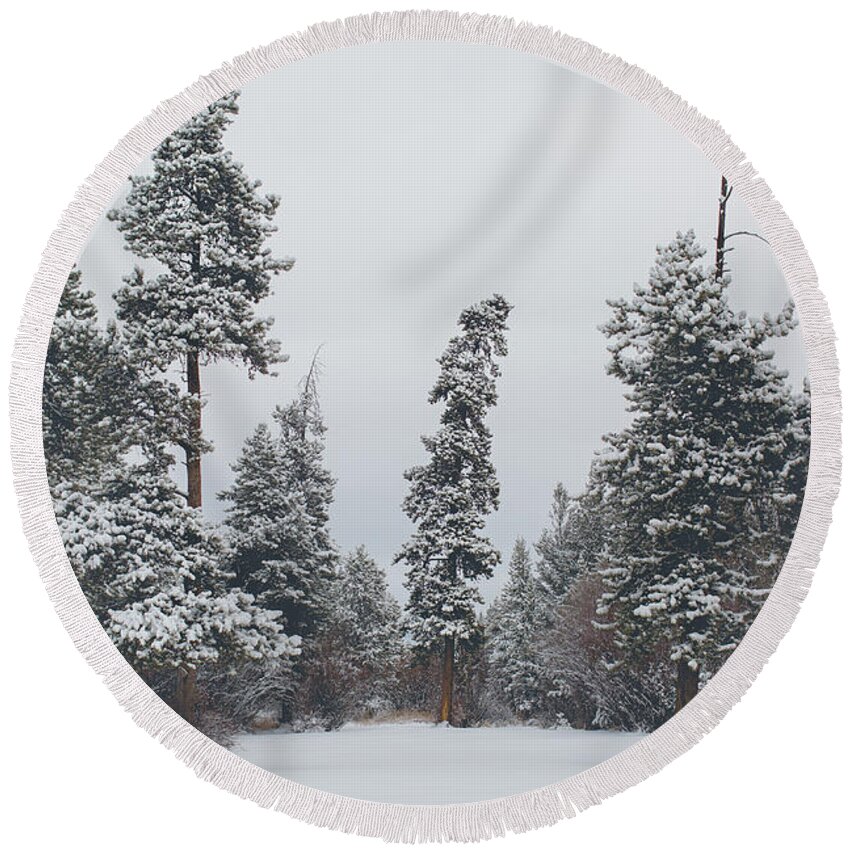 Snow Round Beach Towel featuring the photograph First snow 2018, Pinedale, Wyoming by Julieta Belmont
