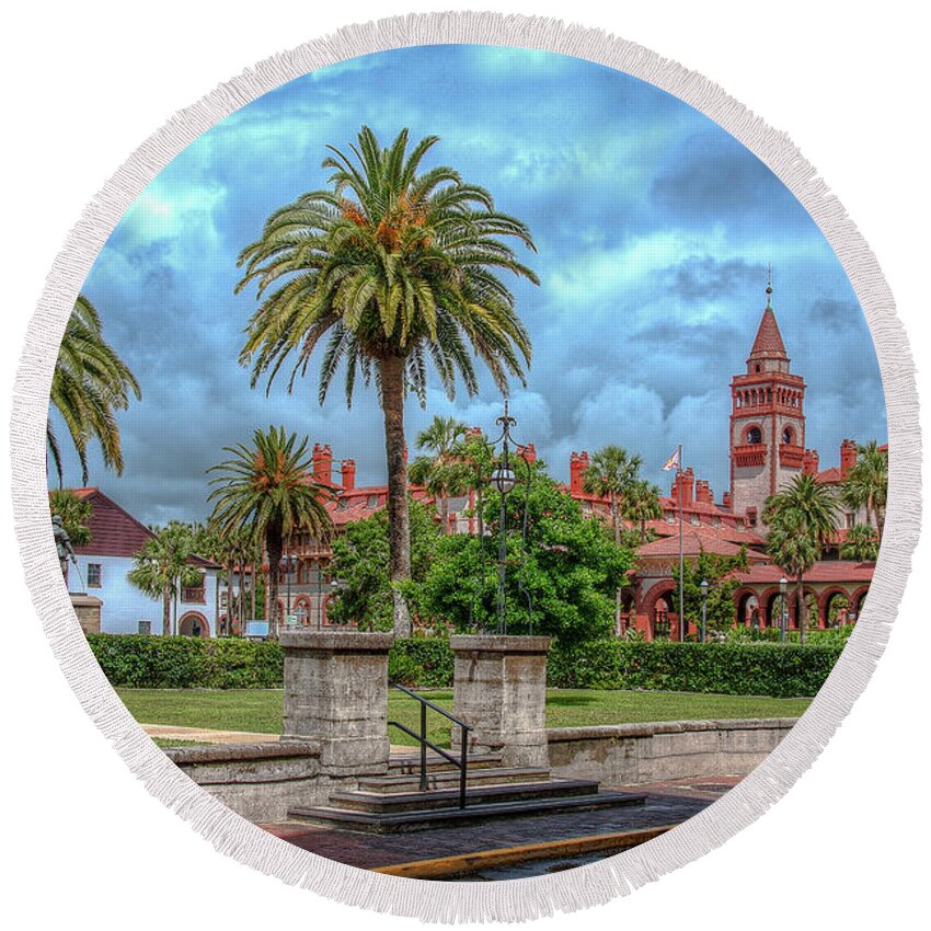 Storm Round Beach Towel featuring the photograph Flagler College Storm by Joseph Desiderio
