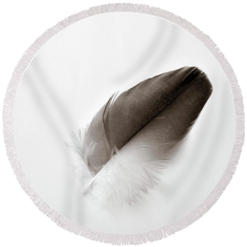 Feather Round Beach Towel featuring the photograph Flightless by Michelle Wermuth