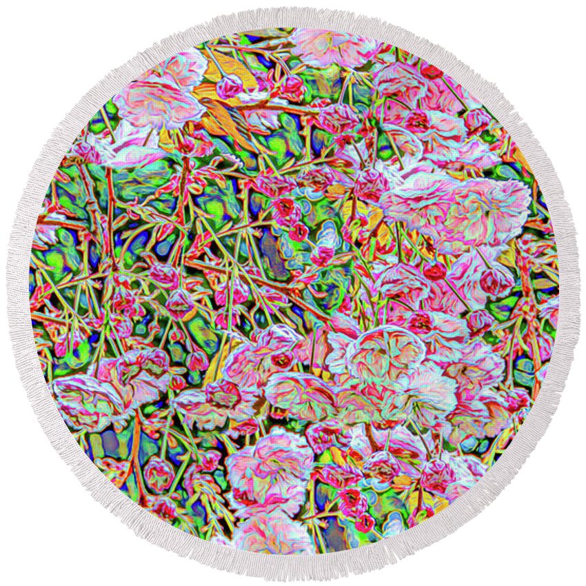 Abstract Round Beach Towel featuring the photograph Floral Fanfare Abstract by Marcy Wielfaert