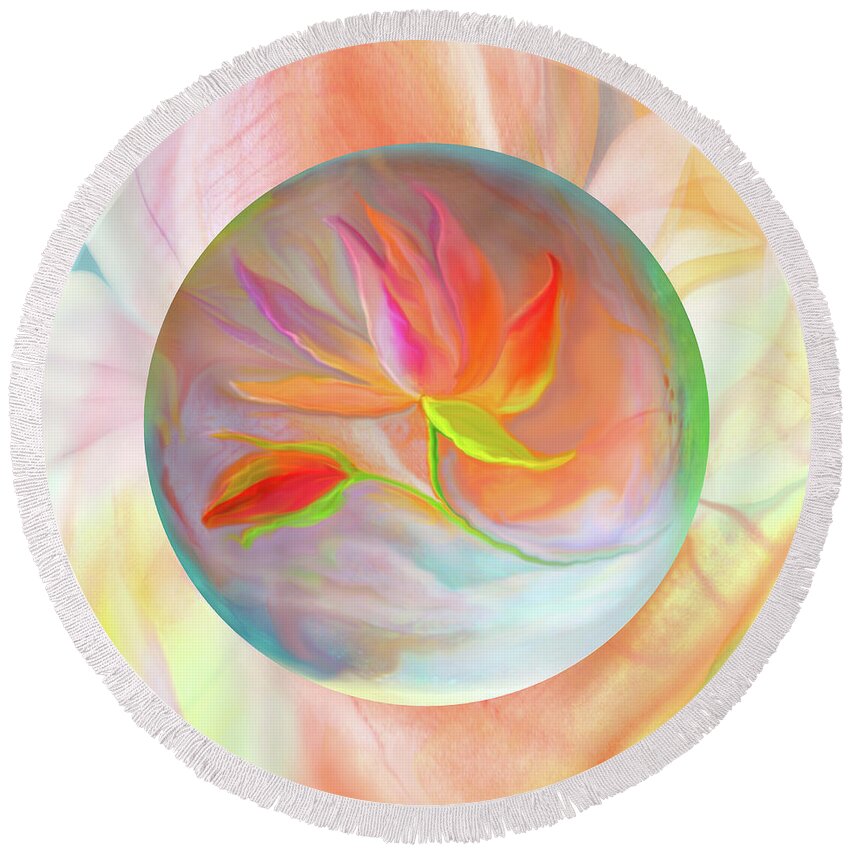 Floating Flowers Round Beach Towel featuring the digital art Flower Floater by Robin Moline