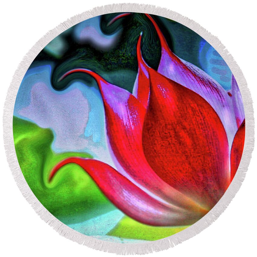 Floral Digital Art Work Round Beach Towel featuring the digital art Reaching For the Sun by Dennis Baswell