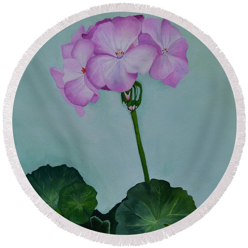 Flowers Round Beach Towel featuring the painting Flowers by Gabrielle Munoz