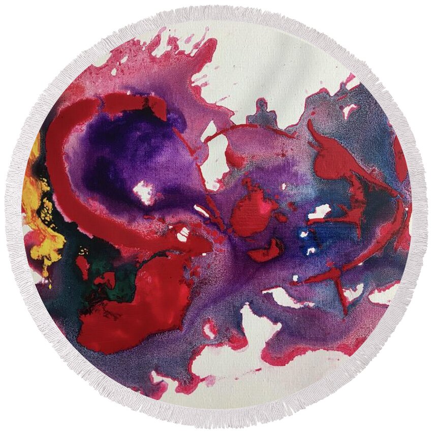  Round Beach Towel featuring the painting Flowing Art by Kate by Lew Hagood