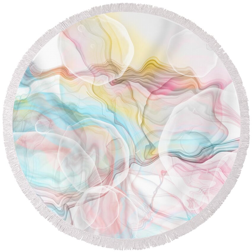 Ink Round Beach Towel featuring the digital art Fluidity II by HD Connelly