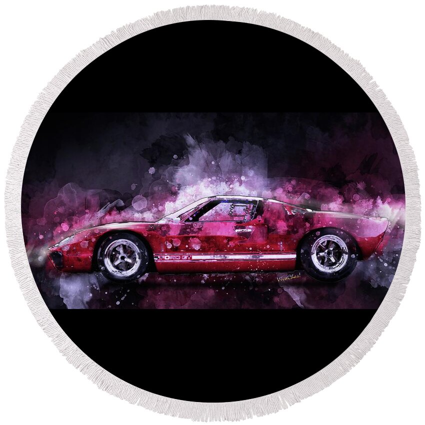 Ford Gt 40 Round Beach Towel featuring the photograph Ford GT 40 Night Moves by Chas Sinklier