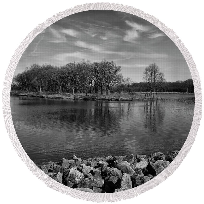 Winterpacht Round Beach Towel featuring the photograph Forest Island by Miguel Winterpacht