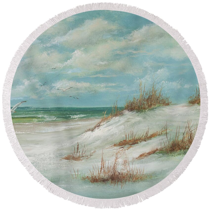  Round Beach Towel featuring the painting Fort Walton Beach by Lynne Pittard