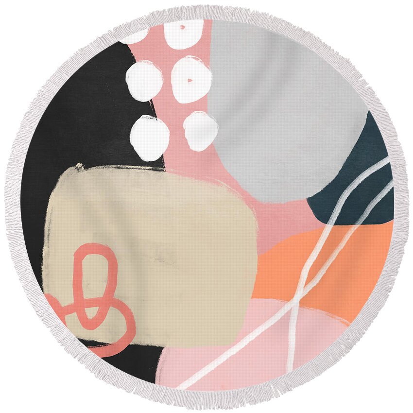 Modern Round Beach Towel featuring the mixed media Fragments 1- Art by Linda Woods by Linda Woods