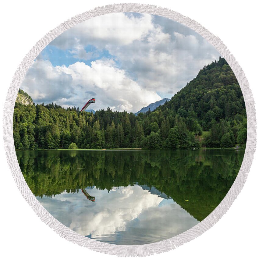 Nature Round Beach Towel featuring the photograph Freibergsee by Andreas Levi