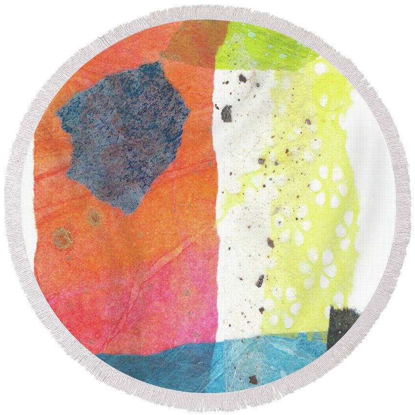 Collage Round Beach Towel featuring the mixed media Fresh Pressed #1 by Christine Chin-Fook