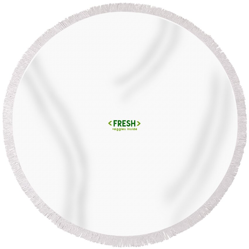  Round Beach Towel featuring the drawing FRESH - two greens by Charlie Szoradi
