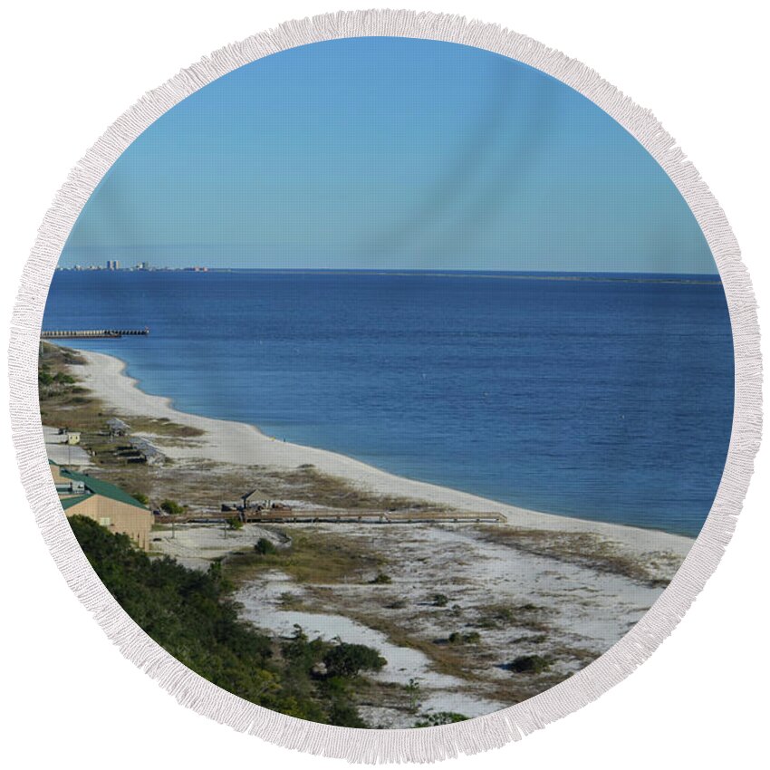 Pensacola Round Beach Towel featuring the photograph From the Lighthouse by Maggy Marsh