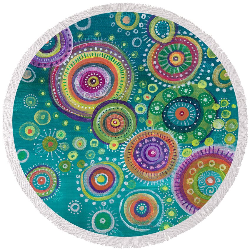 Full Circle Round Beach Towel featuring the painting Full Circle by Tanielle Childers