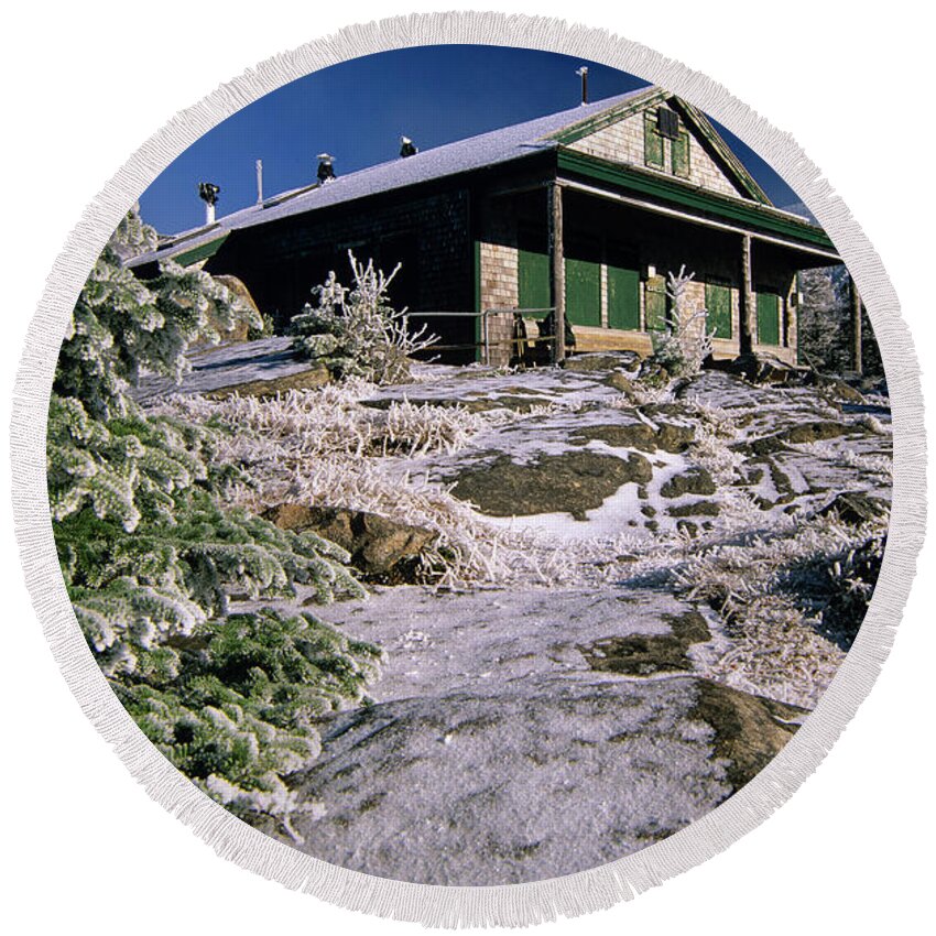 Appalachian Trail Round Beach Towel featuring the photograph Galehead Hut - Appalachian Trail, New Hampshire by Erin Paul Donovan