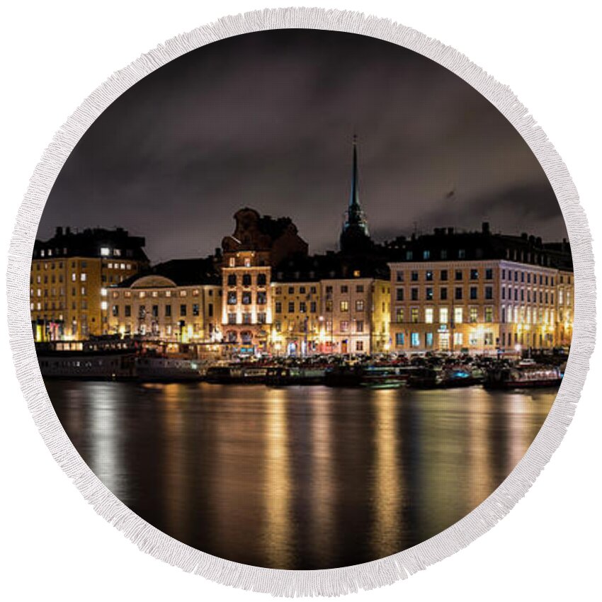 Scandinavia Round Beach Towel featuring the photograph Gamla Stan from Skeppsholmen by David Morefield