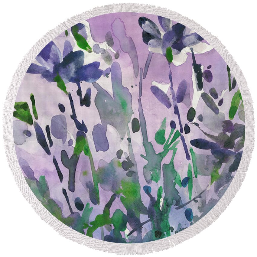 Botanical Round Beach Towel featuring the painting Garden Moment I by Samuel Dixon