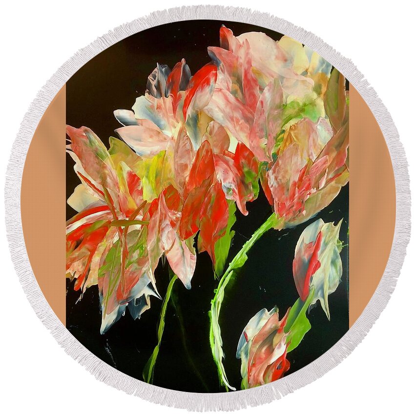 Floral Round Beach Towel featuring the painting Garden by Tommy McDonell