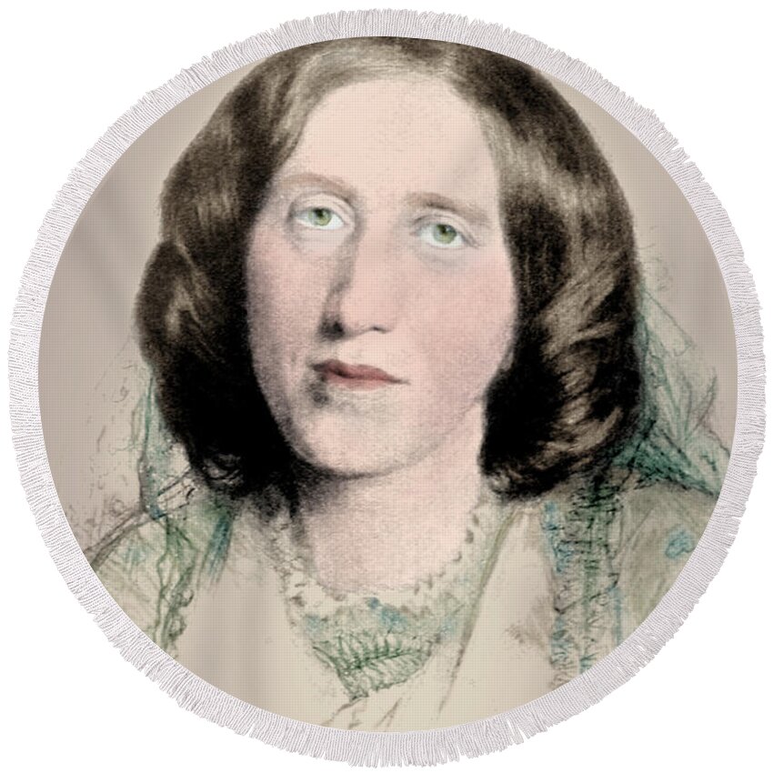 19th Century Round Beach Towel featuring the photograph George Eliot, English Author by Science Source