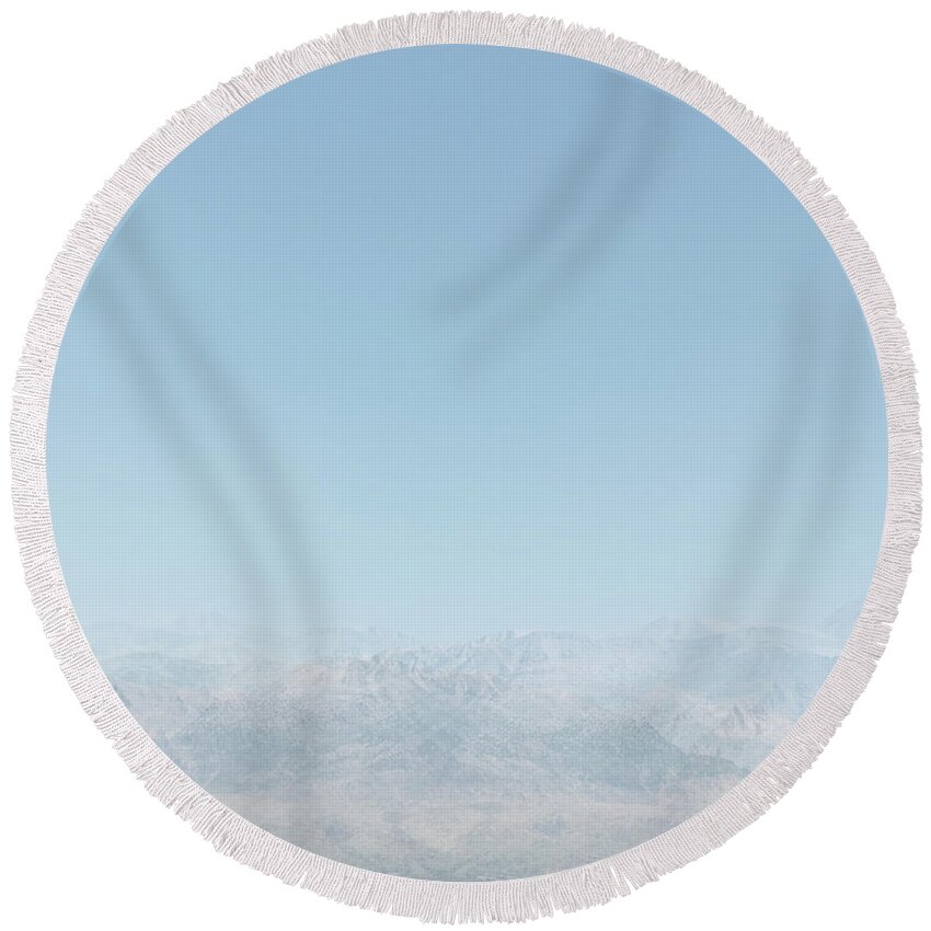 Mountains Round Beach Towel featuring the photograph Ghost Mountains by Cassia Beck
