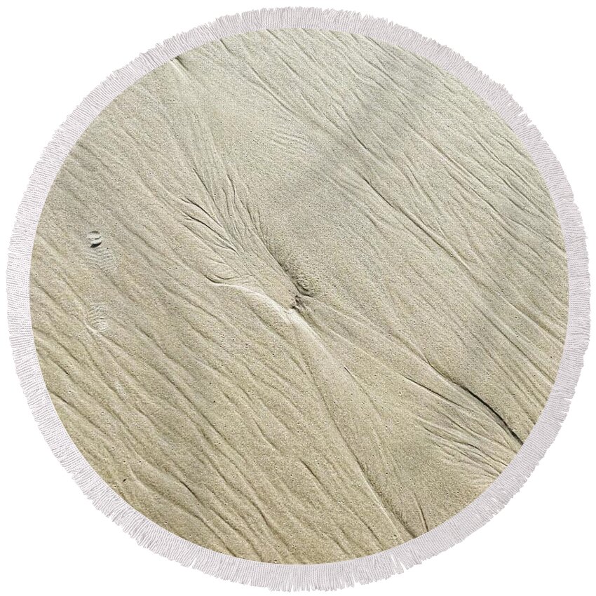 Sand Round Beach Towel featuring the photograph Go with the Flow by Portia Olaughlin