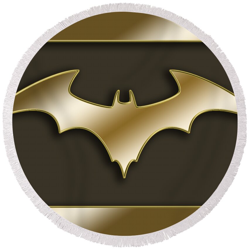 Golden Bat Round Beach Towel featuring the digital art Golden Bat by Chuck Staley