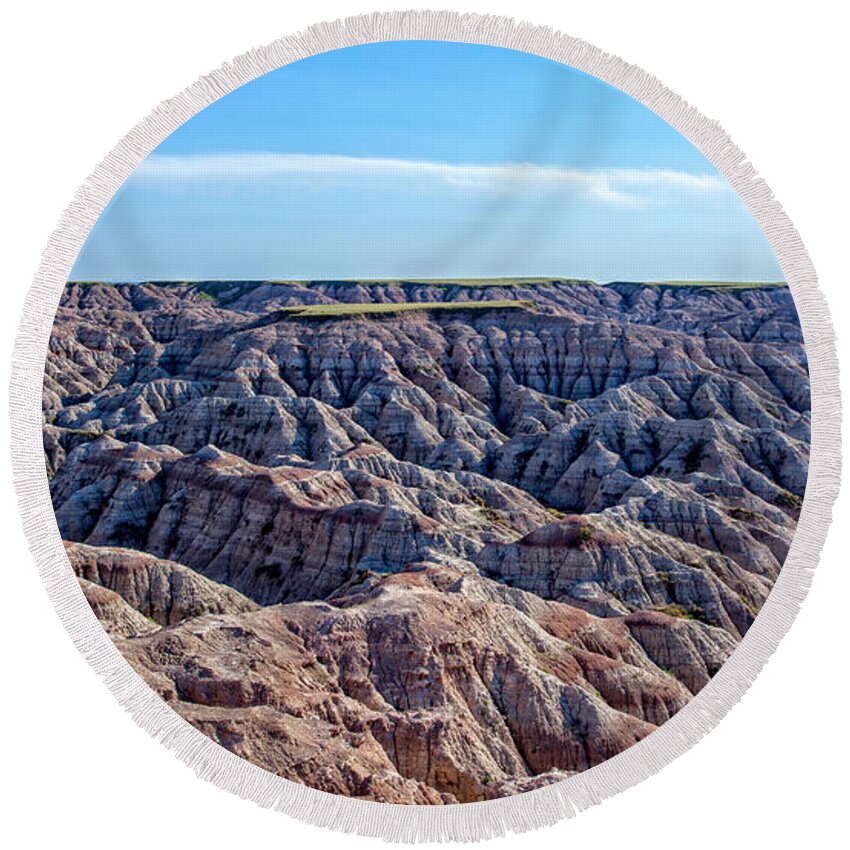 Golf Round Beach Towel featuring the photograph Golfing Badlands by Chris Spencer