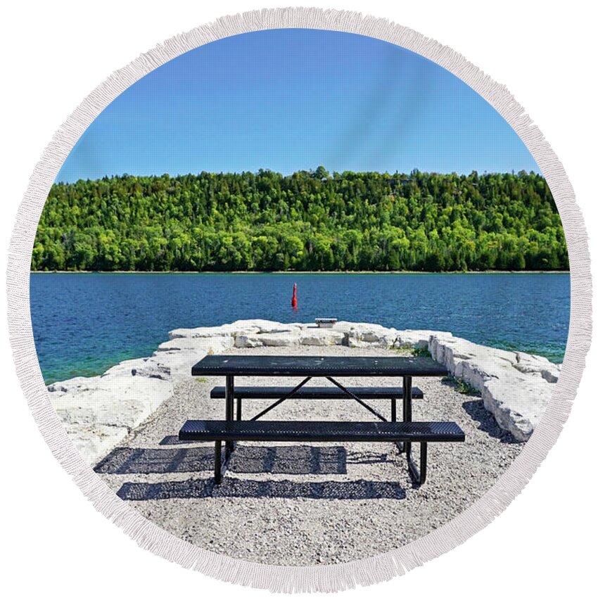 Manitoulin Island Round Beach Towel featuring the photograph Gore Bay Manitoulin Island by Charline Xia