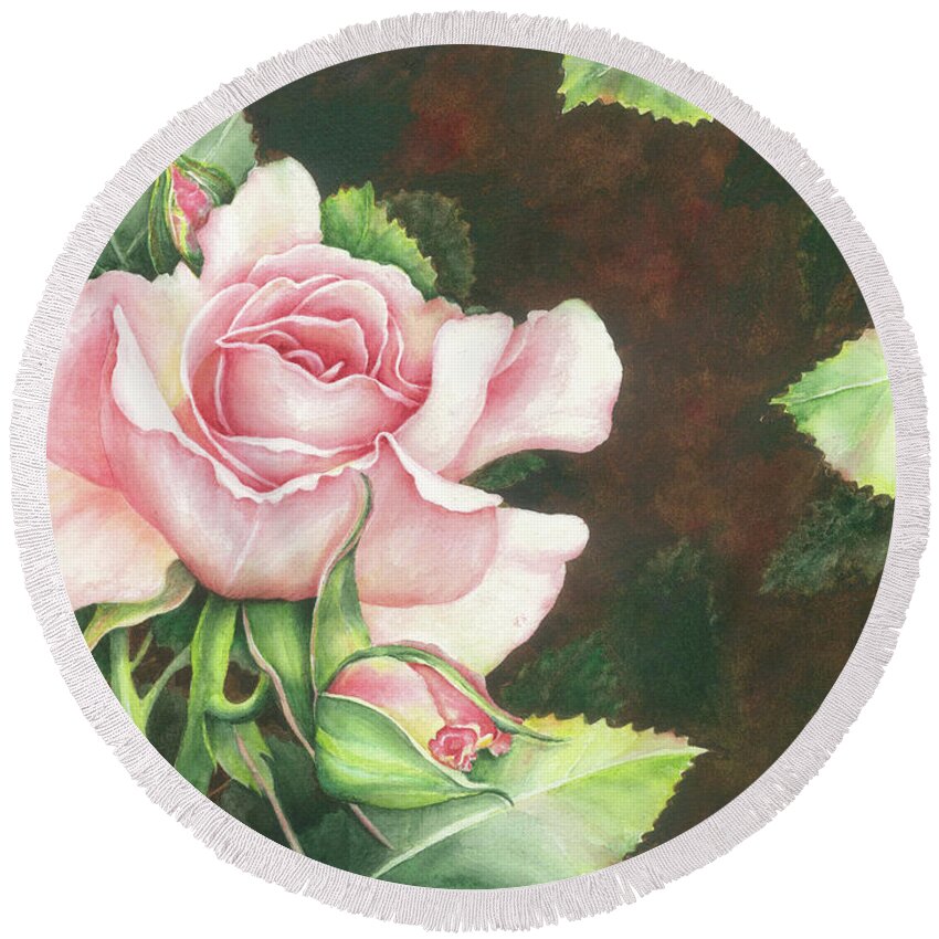 Rose Round Beach Towel featuring the painting Grace by Lori Taylor