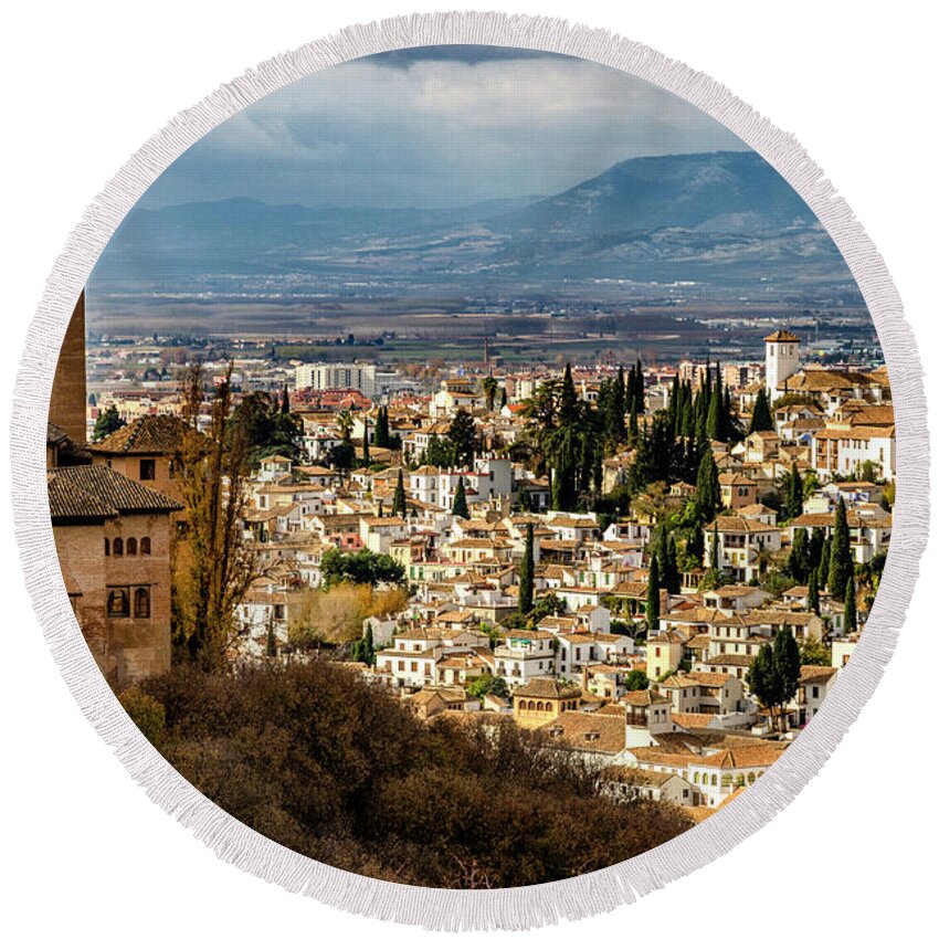 Alhambra Round Beach Towel featuring the photograph Granada and La Alhambra by Pablo Lopez