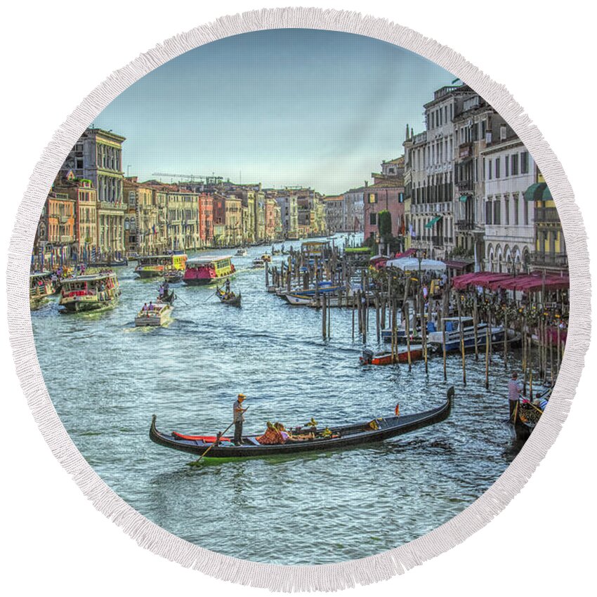 Venice Round Beach Towel featuring the photograph Grand Canal by Wade Aiken