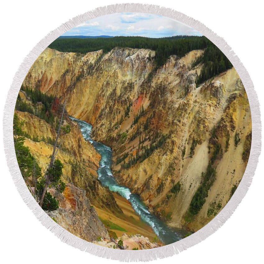Aimee Mouw Round Beach Towel featuring the photograph Grand Canyon of the Yellowstone by Aimee Mouw