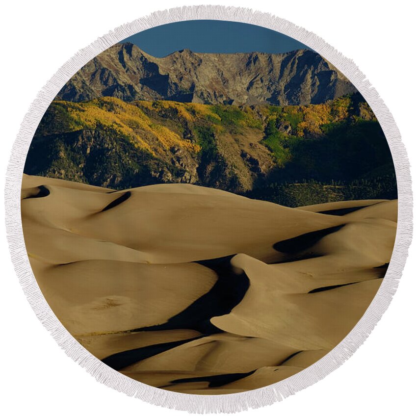 Aspens Round Beach Towel featuring the photograph Grand Dunes II by Johnny Boyd