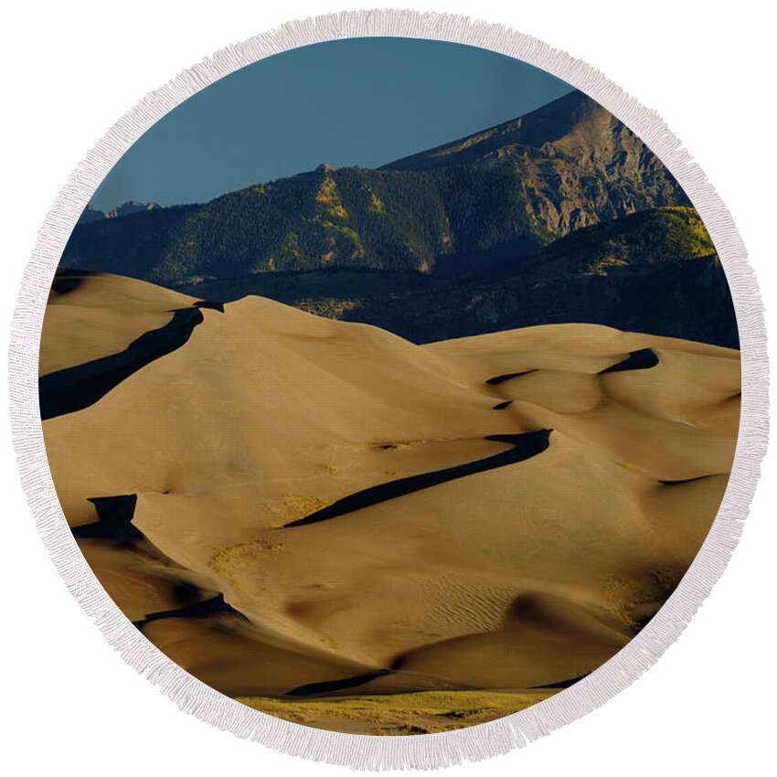 Aspens Round Beach Towel featuring the photograph Grand Dunes by Johnny Boyd