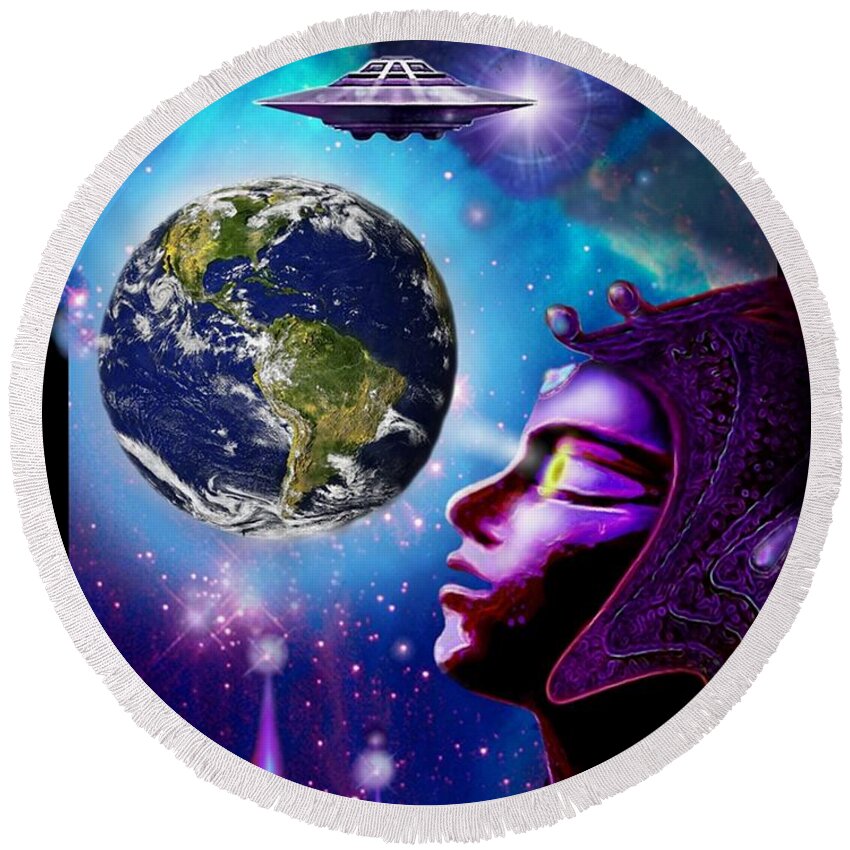 Earth Round Beach Towel featuring the digital art Guardian Energy by Hartmut Jager