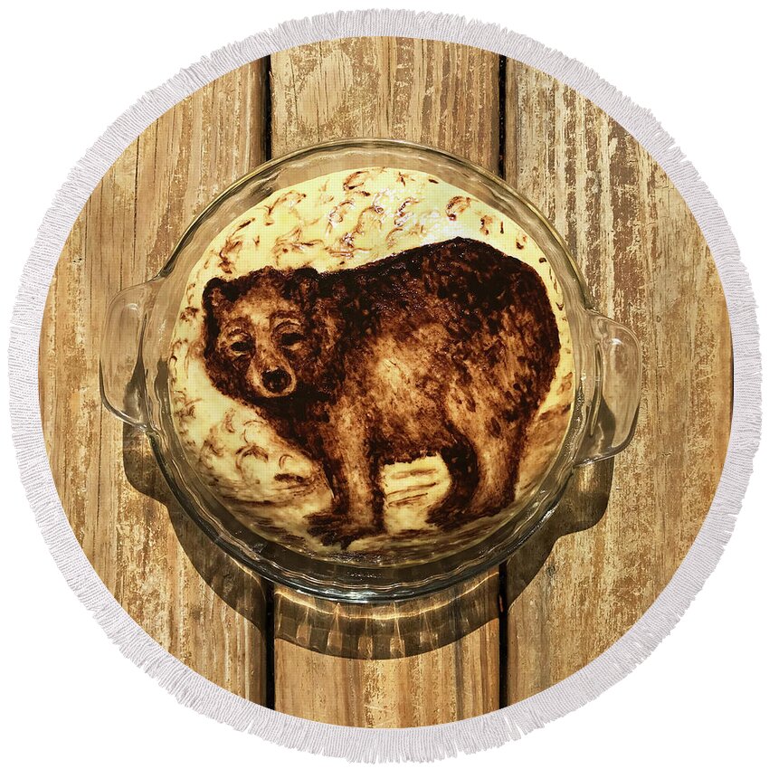 Bread Round Beach Towel featuring the photograph Hand Painted Sourdough Bear Boule 1 by Amy E Fraser