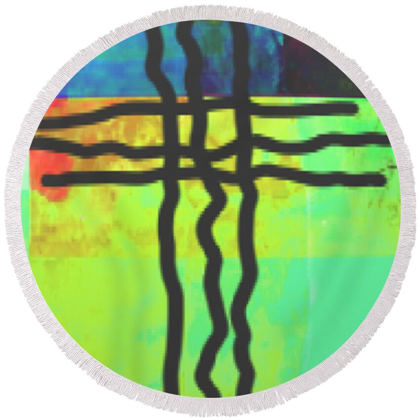 Card Round Beach Towel featuring the digital art Happy Easter Peace Be With You by Delynn Addams