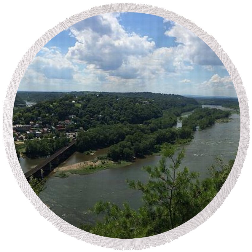 Harpers Ferry Round Beach Towel featuring the photograph Harpers Ferry Panorama by Natural Vista Photo