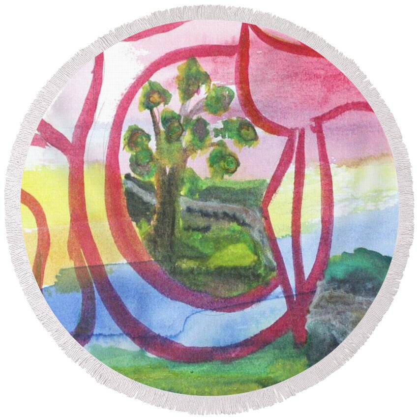 Hasia Chasia Chasia Chasiah Chasyah Chasiah Chasiya Round Beach Towel featuring the painting HASIA CHASYA nf1-106 by Hebrewletters SL