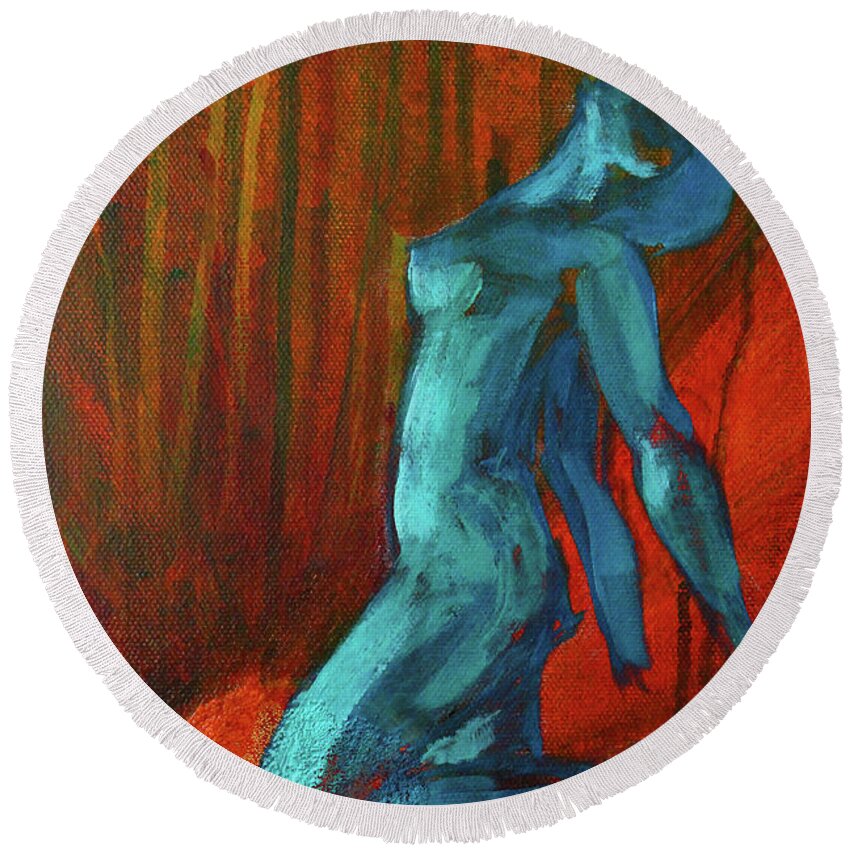 Figurative Abstract Round Beach Towel featuring the painting Heavenly by Nancy Merkle