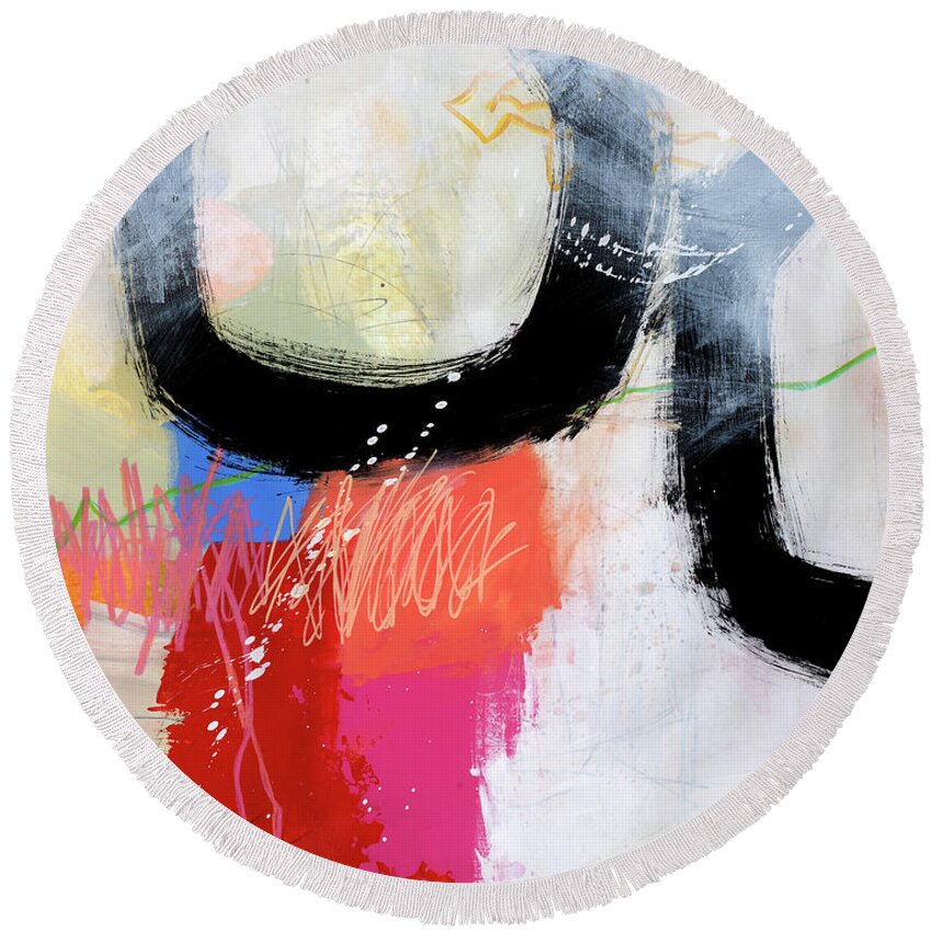 Abstract Art Round Beach Towel featuring the painting Hell or High Water #1 by Jane Davies