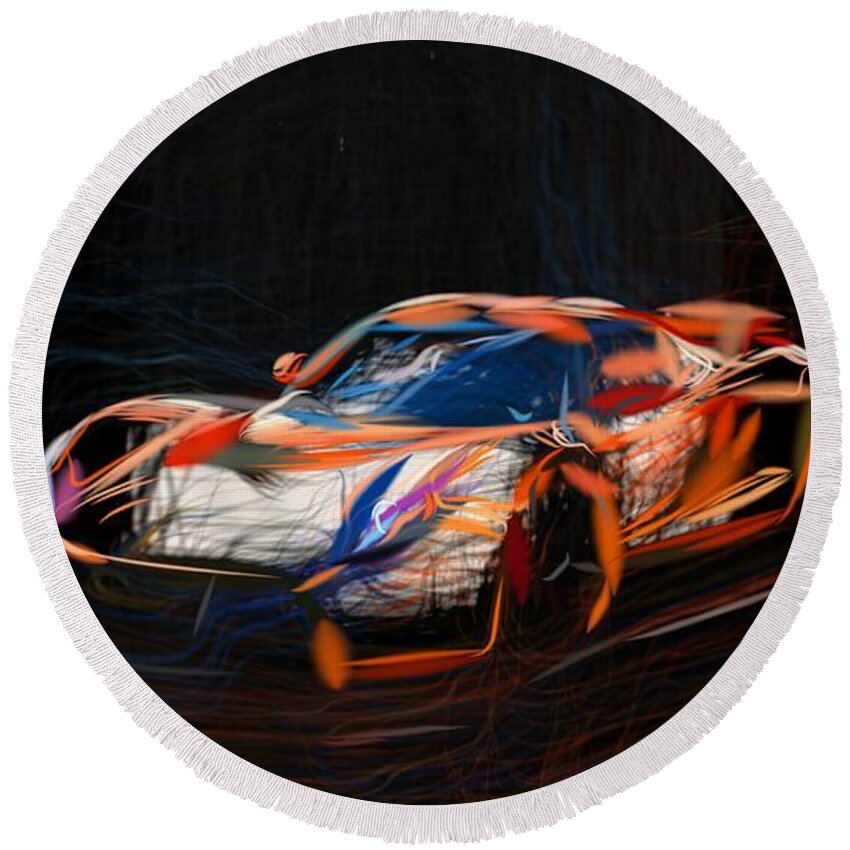 Hennessey Round Beach Towel featuring the digital art Hennessey Venom GT2 Drawing by CarsToon Concept
