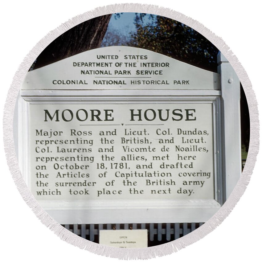Historical marker for Moore House in Yorktown - PACI100 00726 Round Beach  Towel by Kevin Russell - Fine Art America