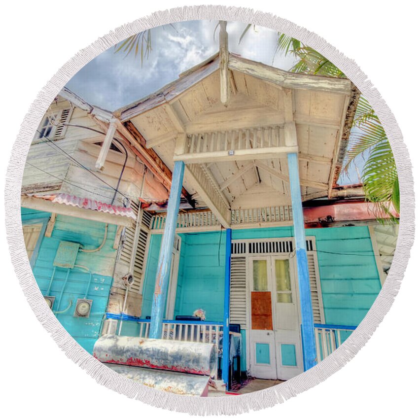 Trinidad Round Beach Towel featuring the photograph House # 15 by Nadia Sanowar