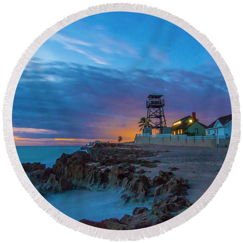 Morning Round Beach Towel featuring the photograph House of Refuge Morning by Tom Claud